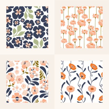 Çiçekler kusursuz desenli. Harika bir botanik. Modern trend Matisse asgari stili. 