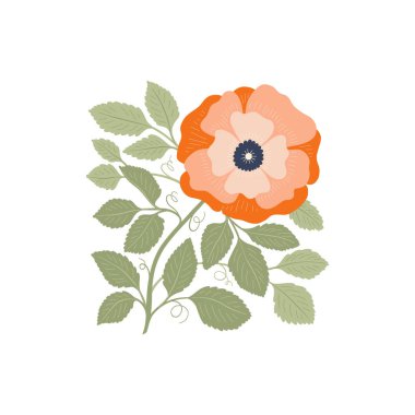 Çiçek soyut elementler. Botanik kompozisyonu. Modern trend Matisse minimal tarzı. Çiçek posteri, davet. Tebrik kartı veya davet tasarımı için vektör düzenlemeleri