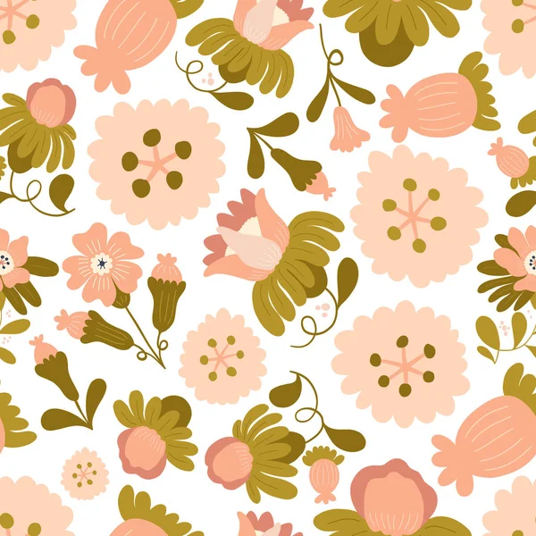 stock vector Flowers seamless pattern. Groovy botanica. Modern trendy Matisse minimal style. 