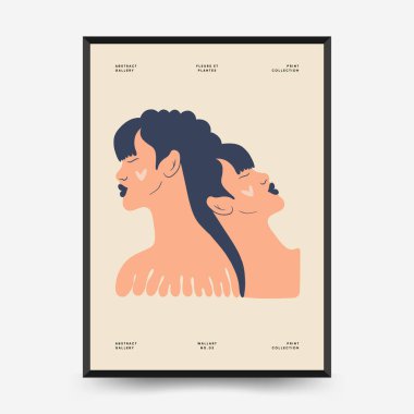 Soyut çiçek ve kadın posterleri şablon şeklinde. Modern trend Matisse minimal tarzı. Sevimli kız ve moda. Duvar kağıdı, duvar dekoru, baskı, kartpostal, kapak, şablon, pankart için el çizimi tasarımı. 