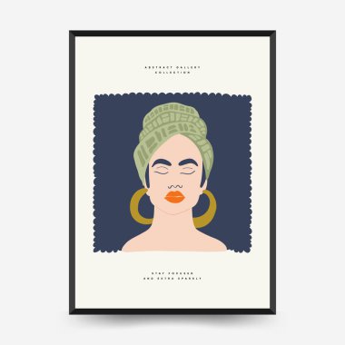 Soyut çiçek ve kadın posterleri şablon şeklinde. Modern trend Matisse minimal tarzı. Sevimli kız ve moda. Duvar kağıdı, duvar dekoru, baskı, kartpostal, kapak, şablon, pankart için el çizimi tasarımı. 