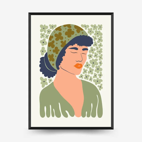 Абстрактний Квітковий Жіночий Шаблон Плакатів Сучасний Стиль Мінімалізму Мила Дівчина — стоковий вектор