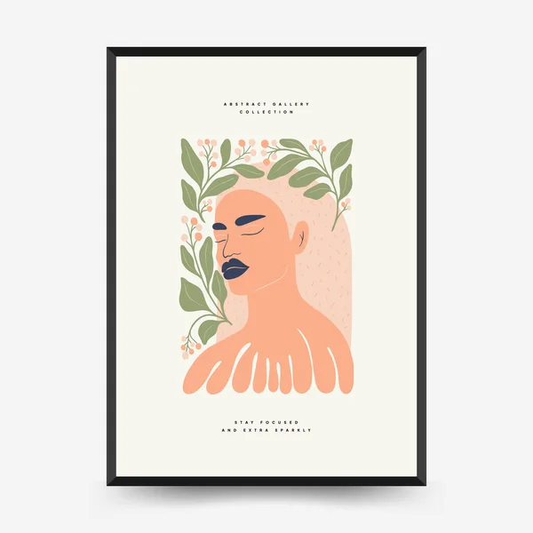 Абстрактний Квітковий Жіночий Шаблон Плакатів Сучасний Стиль Мінімалізму Мила Дівчина — стоковий вектор