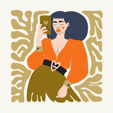 Çiçek soyut elementler. Botanik kompozisyonu. Modern trend Matisse minimal tarzı. Çiçek posteri, kızlar, moda daveti. Tebrik kartı veya davet tasarımı için vektör düzenlemeleri