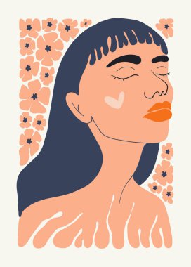 Çiçek soyut elementler. Botanik kompozisyonu. Modern trend Matisse minimal tarzı. Çiçek posteri, kızlar, moda daveti. Tebrik kartı veya davet tasarımı için vektör düzenlemeleri