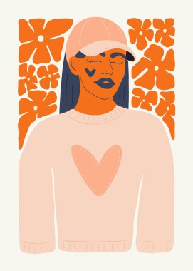 Çiçek soyut elementler. Botanik kompozisyonu. Modern trend Matisse minimal tarzı. Çiçek posteri, kızlar, moda daveti. Tebrik kartı veya davet tasarımı için vektör düzenlemeleri