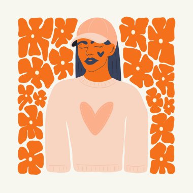 Çiçek soyut elementler. Botanik kompozisyonu. Modern trend Matisse minimal tarzı. Çiçek posteri, kızlar, moda daveti. Tebrik kartı veya davet tasarımı için vektör düzenlemeleri