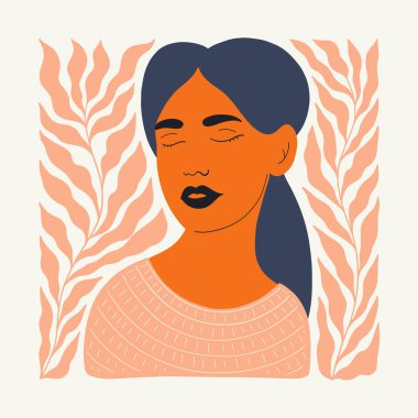 Çiçek soyut elementler. Botanik kompozisyonu. Modern trend Matisse minimal tarzı. Çiçek posteri, kızlar, moda daveti. Tebrik kartı veya davet tasarımı için vektör düzenlemeleri