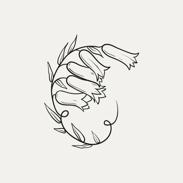 Ботанічний Малюнок Мінімальний Логотип Рослин Ботанічний Графічний Ескізний Малюнок Лугова — стоковий вектор