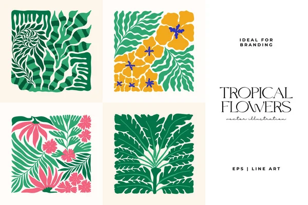 stock vector Floral abstract elements. Tropical Botanical composition. Modern trendy Matisse minimal style. Floral poster, invite. Vector arrangements for greeting card or invitation design