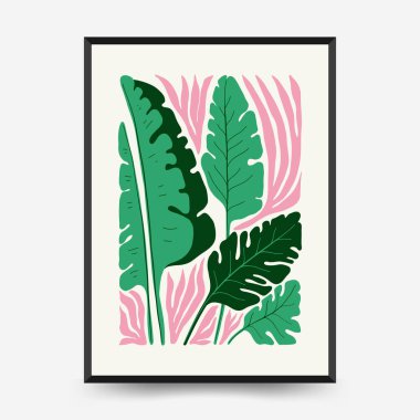 Abstract floral posters template. Modern trendy Matisse minimal style. Tropical jungle. Hand drawn design for wallpaper, wall decor, print, postcard, cover, template, banner.  clipart