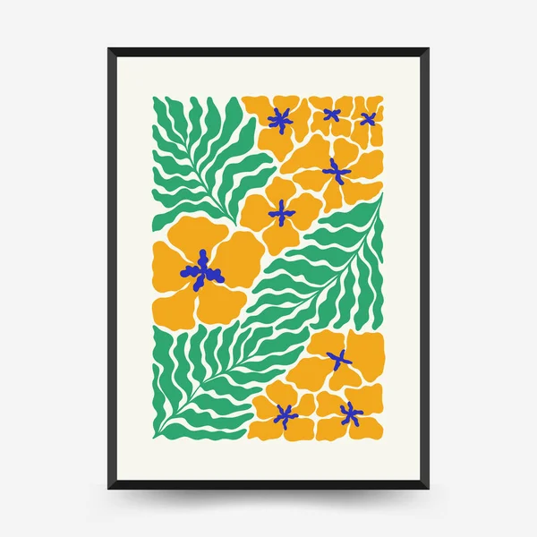 Abstrakte Florale Plakatvorlage Moderner Trendiger Matisse Minimal Stil Tropischer Dschungel — Stockvektor