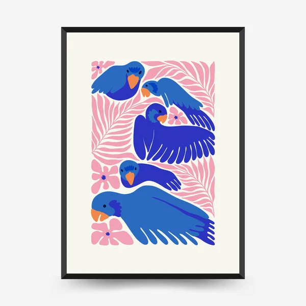 Soyut Çiçek Posterleri Şablonu Modern Trend Matisse Minimal Tarzı Tropik — Stok Vektör