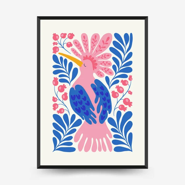 花のポスターテンプレート 現代のトレンディーなマティス最小限のスタイル 熱帯ジャングル 壁の装飾 はがき カバー テンプレート バナーのための手描きのデザイン — ストックベクタ