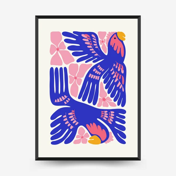 Abstrakcyjny Wzór Plakatów Kwiatowych Nowoczesny Modny Styl Minimalny Matisse Tropikalna — Wektor stockowy