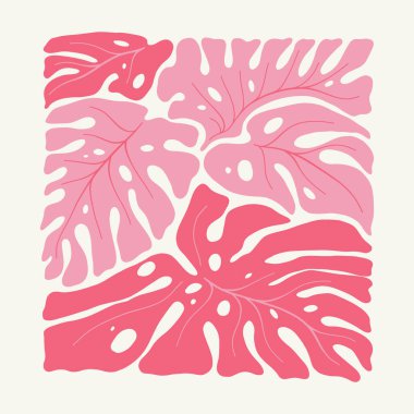 Çiçek soyut elementler. Tropik botanik kompozisyonu. Modern trend Matisse minimal tarzı. Çiçek posteri, davet. Tebrik kartı veya davet tasarımı için vektör düzenlemeleri