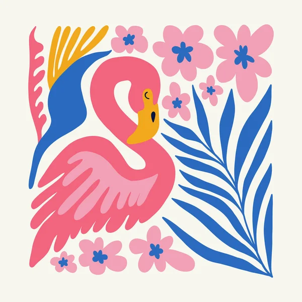 Blommiga Abstrakta Element Tropisk Botanisk Sammansättning Modern Trendig Matisse Minimal — Stock vektor
