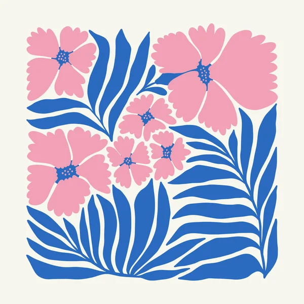 Цветочные Абстрактные Элементы Тропическая Ботаническая Композиция Современный Модный Стиль Матисса — стоковый вектор