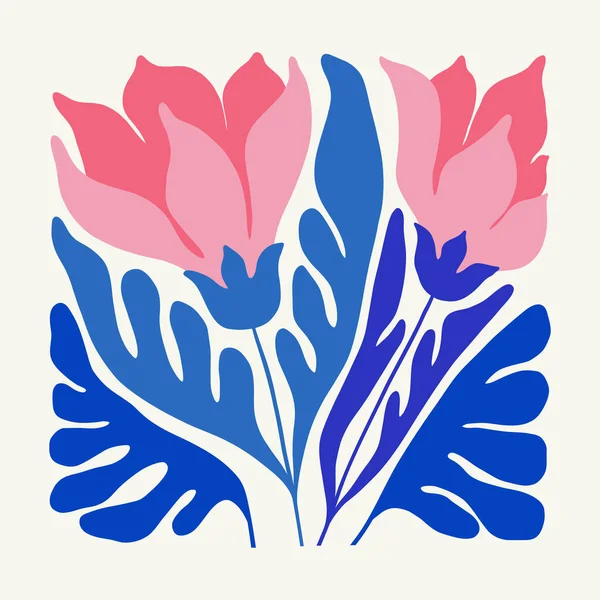 Çiçek Soyut Elementler Tropik Botanik Kompozisyonu Modern Trend Matisse Minimal — Stok Vektör