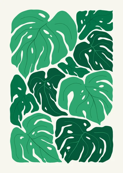 Eléments Abstraits Floraux Composition Botanique Tropicale Moderne Mode Matisse Style — Image vectorielle