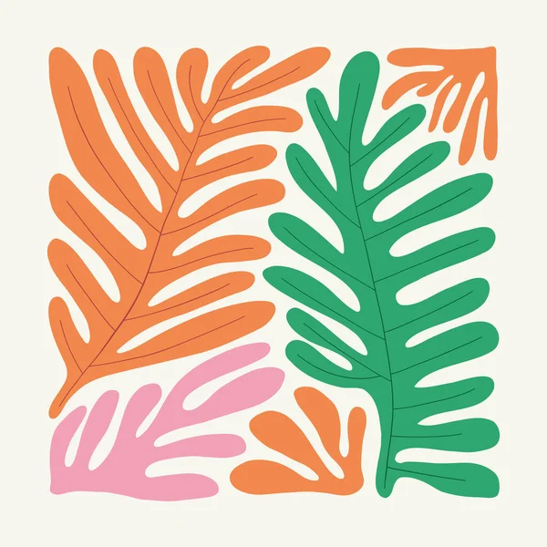 Floral Αφηρημένα Στοιχεία Τροπική Βοτανική Σύνθεση Μοντέρνο Μοντέρνο Στυλ Matisse — Διανυσματικό Αρχείο