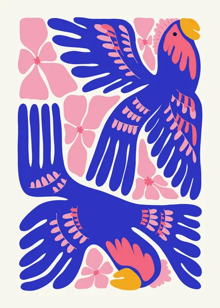 Květinové Abstraktní Prvky Tropické Botanické Složení Moderní Módní Matisse Minimální — Stockový vektor
