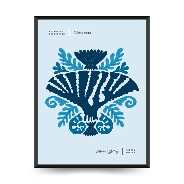 Underwater World Ocean Sea Fish Shells Vertical Flyer Poster Template — ストックベクタ