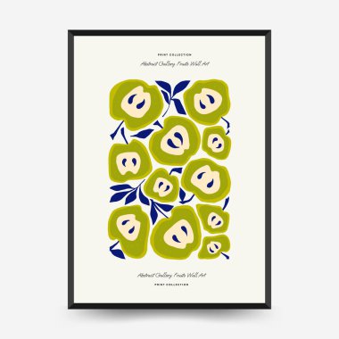 Soyut meyve posterleri şablonu. Modern trend Matisse minimal tarzı. Egzotik Sağlıklı Yemek. Duvar kağıdı, duvar dekoru, baskı, kartpostal, kapak, şablon, pankart için el çizimi tasarımı.