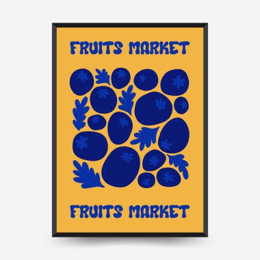 Soyut meyve posterleri şablonu. Modern trend Matisse minimal tarzı. Egzotik Sağlıklı Yemek. Duvar kağıdı, duvar dekoru, baskı, kartpostal, kapak, şablon, pankart için el çizimi tasarımı.