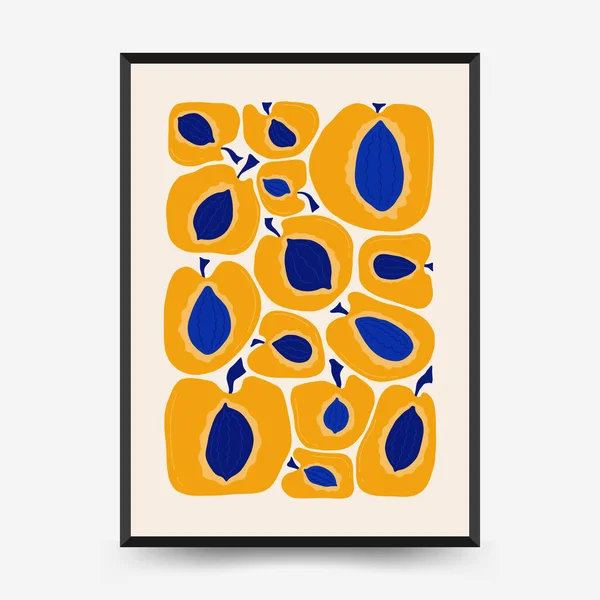 Modèle Abstrait Affiches Fruits Moderne Mode Matisse Style Minimal Aliments — Image vectorielle