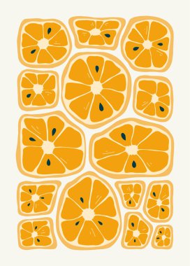 Meyveler soyut elementler. Yiyecek ve sağlıklı kompozisyon. Modern trend Matisse minimal tarzı. Meyve posteri, davet. Tebrik kartı veya davet tasarımı için vektör düzenlemeleri