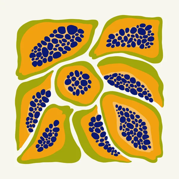 Frukter Abstrakta Element Mat Och Hälsosam Sammansättning Modern Trendig Matisse — Stock vektor