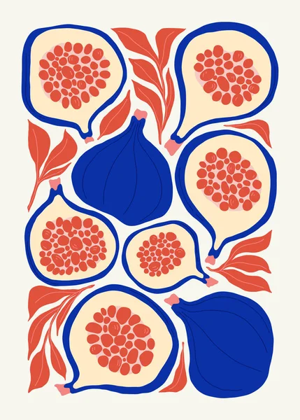 Früchte Abstrakte Elemente Essen Und Gesunde Zusammensetzung Moderner Trendiger Matisse — Stockvektor