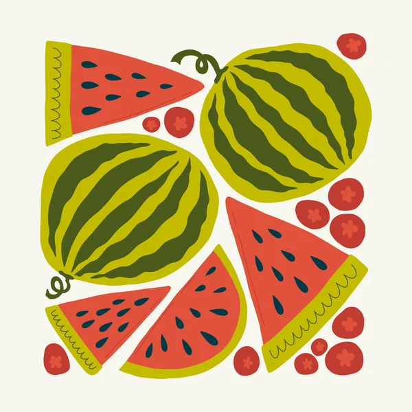 Gyümölcsök Elvont Elemek Étel Gyógyulás Összetétele Modern Trendi Matisse Minimális — Stock Vector
