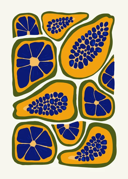 Frutos Elementos Abstractos Composición Alimenticia Saludable Moderno Estilo Minimalista Matisse — Vector de stock