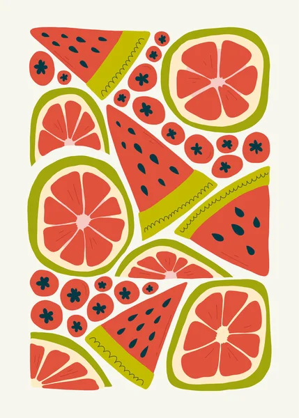 果物の抽象的な要素 食品や健康的な組成物 現代のトレンディーなマティス最小限のスタイル フルーツポスター招待状 グリーティングカード又は招待状デザインのベクターアレンジ — ストックベクタ
