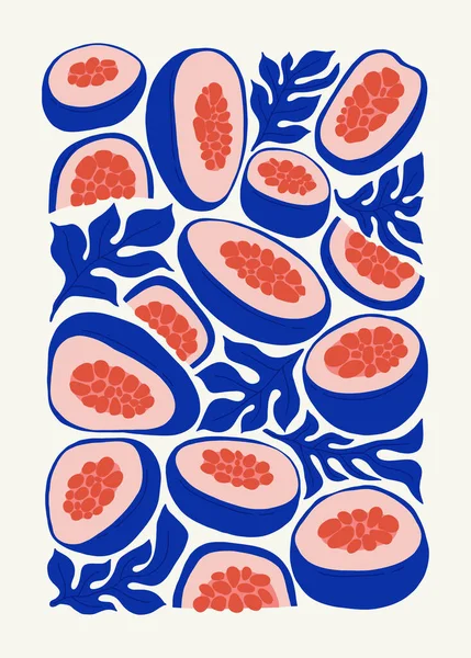 Frutas Elementos Abstratos Comida Composição Saudável Moderna Moda Matisse Estilo — Vetor de Stock