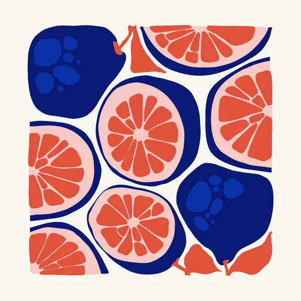 Frutos Elementos Abstractos Composición Alimenticia Saludable Moderno Estilo Minimalista Matisse — Vector de stock