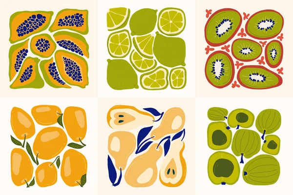 Frutas Elementos Abstratos Comida Composição Saudável Moderna Moda Matisse Estilo —  Vetores de Stock