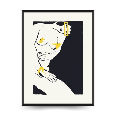 Modern Sanat Posteri. Matisse Soyut Set, Estetik Modern, Boho Dekor, Minimalist, İllüstrasyon, Vector, Poster, Kartpostal. Estetik minimalist tasarım. Vektör illüstrasyonları.