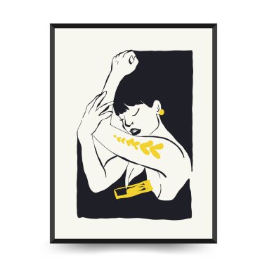 Modern Sanat Posteri. Matisse Soyut Set, Estetik Modern, Boho Dekor, Minimalist, İllüstrasyon, Vector, Poster, Kartpostal. Estetik minimalist tasarım. Vektör illüstrasyonları.