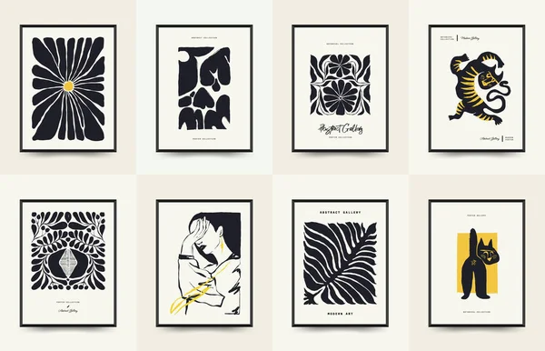 現代美術のポスター Matisse Abstract Set Aestic Modern Boho Decor Minimalist Illustration — ストックベクタ
