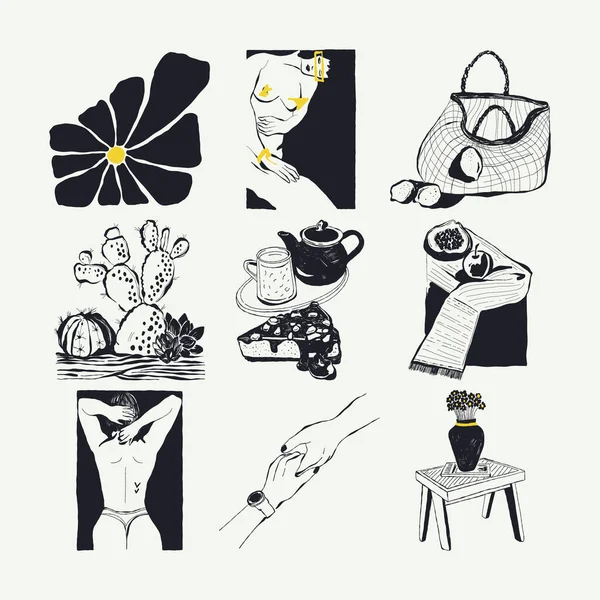 Σύγχρονη Εικονογράφηση Τέχνης Matisse Abstract Set Αισθητικό Μοντέρνο Boho Decor — Διανυσματικό Αρχείο