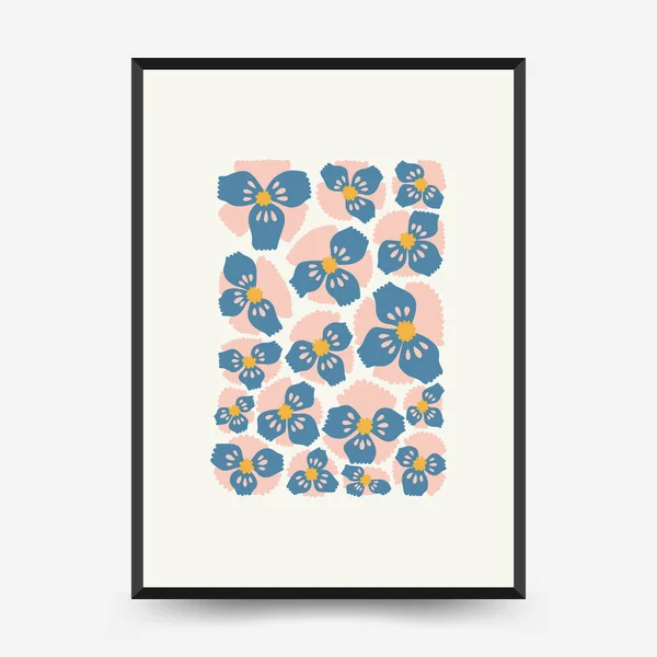 Abstraktní Květinové Plakáty Šablony Moderní Módní Matisse Minimální Styl Růžové — Stockový vektor