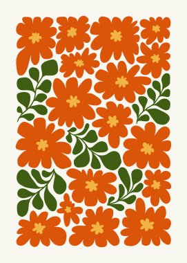 Çiçek soyut elementler. Botanik kompozisyonu. Modern trend Matisse minimal tarzı. Çiçek posteri, davet. Tebrik kartı veya davet tasarımı için vektör düzenlemeleri