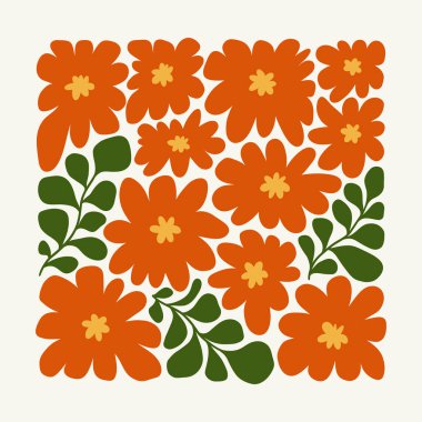 Çiçek soyut elementler. Botanik kompozisyonu. Modern trend Matisse minimal tarzı. Çiçek posteri, davet. Tebrik kartı veya davet tasarımı için vektör düzenlemeleri