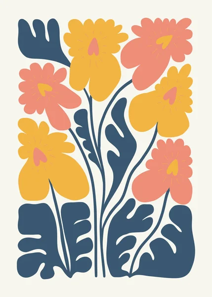 Květinové Abstraktní Prvky Botanické Složení Moderní Módní Matisse Minimální Styl — Stockový vektor
