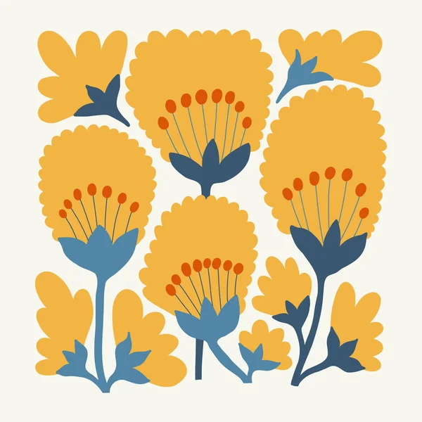 Florale Abstrakte Elemente Botanische Zusammensetzung Moderner Trendiger Matisse Minimal Stil — Stockvektor