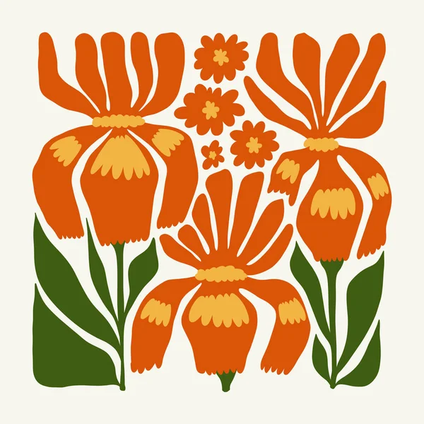 Çiçek Soyut Elementler Botanik Kompozisyonu Modern Trend Matisse Minimal Tarzı — Stok Vektör