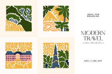 Çiçek ve gezgin soyut elementler. Botanik kompozisyonu. Modern trend Matisse minimal tarzı. Çiçek posteri, dönüm noktası. Tebrik kartı veya davet tasarımı için vektör düzenlemeleri